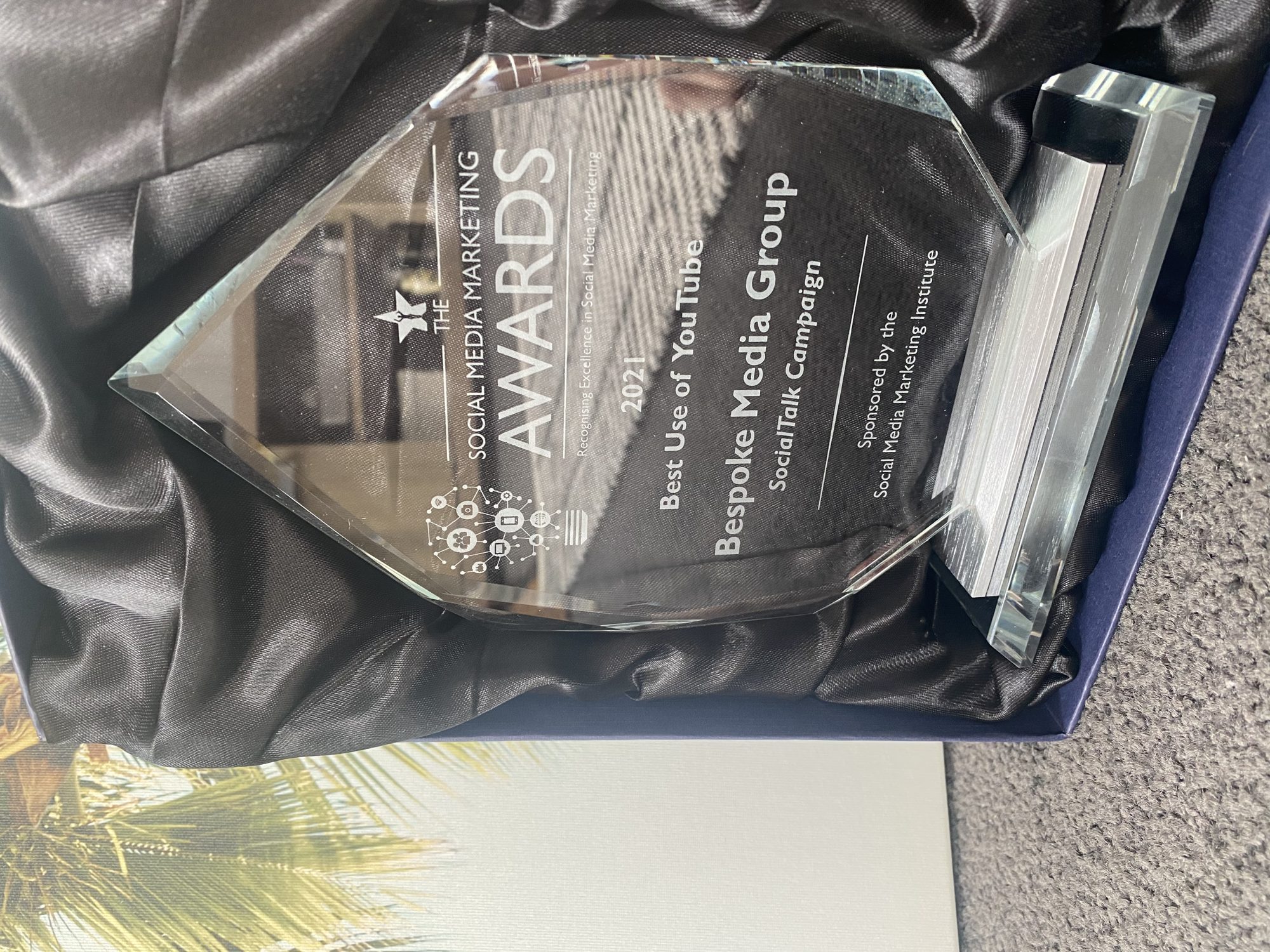 Social Media Marketing Awards trophy