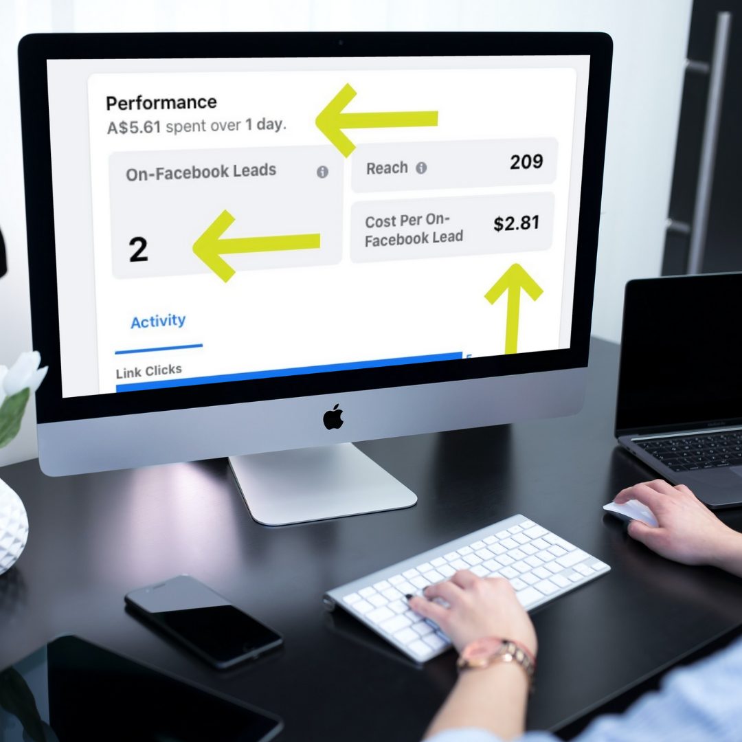 Campaign reporting screenshot, two leads generated